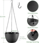 Hanging Planters for Indoor Outdoor Plants, Set of 2 Self Watering Hanging Pots with Drainage Hole & Plug and 20" Chain & Hooks by GreenHaven Gardens