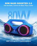 Bluetooth Speaker 80W(Peak)Loud with Bass, 20H Playtime, IPX7 Waterproof, RGB Lights, TWS, Large Portable Wireless Speakers for Outdoor, Home, Party, Pool, Beach, Tailgating, Gym, Work, Gifts (Blue) by TinyTreasures Baby Boutique