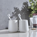 White Toothbrush Holder for Bathroom - Ceramic Tooth Brushing Holders, Toothbrush Cup & Toothpaste Organizer for Bathroom Countertop, Makeup Brush Holder, Pen Holder for Home Desktop Storage by CozyNest Decor