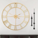 LEIKE Large Modern Wall Clocks,18" Gold Metal,Rustic,Round,Silent Non Ticking,Battery Operated Roman Numerals Clock for Living Room/Bedroom/Kitchen Wall Decor-(Gold, 47cm) by CozyNest Decor