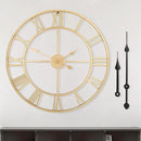 Large Modern Metal Wall Clocks Rustic Round Silent Non Ticking Battery Operated Roman Numerals Clock for Living Room/Bedroom/Kitchen Wall Decor-(Gold, 40cm) by CozyNest Decor