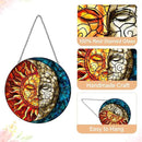 Sun and Moon Suncatcher Stained Glass Window Hanging - Handmade Stain Glass Suncatchers with Chain - Sun Catchers Indoor Window Glass Panel for Home Decor Garden Thanksgiving Valentines Day Gifts by GreenHaven Gardens