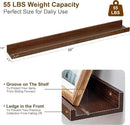 Floating Picture Ledge Shelves 55 Inch Solid Oak Wood Set of 2, Rustic Wall Storage Shelves with Lip, Kids Bookshelf, Photo & Picture Ledge Shelves for Bedroom, Living Room, Kitchen by CozyNest Decor