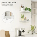 Fun Memories Deep Floating Shelves - 16" W x 9" D x 1.6" H Rustic White Wall Shelf - Wall Mounted Shelves for Storage - Wooden Shelves with Invisible Brackets for Living Room, Farmhouse - Set of 2 by CozyNest Decor