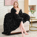 Ultra Soft Luxury Faux Fur Throw Blanket for Counch,Fuzzy Fluffy Plush Warm Cozy Elegant Wrinkled Blanket for Sofa Bedroom Living Room,（50"x60",Tie-dye Black） by CozyNest Decor