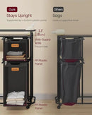 VASAGLE Laundry Sorter, Laundry Hamper with Wheels, 39.6 Gal. (150 L) Portable Rolling Cart Baskets with Shelf, 4 Removable Liners and 6 Labels, Ink Black and Chestnut Brown URLS100B01 by CozyNest Decor