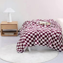 LOMAO Throw Blankets Flannel Blanket with Checkerboard Grid Pattern Soft Throw Blanket for Couch, Bed, Sofa Luxurious Warm and Cozy for All Seasons (Burgundy, 50"x60") by CozyNest Decor