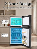 3.5 Cu.Ft Compact Refrigerator with Freezer, Mini Fridge with 2 Doors for Office, Kitchen, Dorm and Bedroom, Small Fridge with 7 Level Temp Adjustable Thermostat, Black by CozyNest Decor