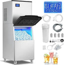 Ice Maker Commercial Ice Machine Large Capacity Stainless Steel 500 Lbs/24H Industrial Ice Machine, 350 Lbs Storage Commercial Ice Machines Free Standing, Cubes Ice Makers Commercial by CozyNest Decor