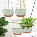 2 Pack Hanging Planters for Indoor Outdoor Plants, 12 Inch Self Watering Hanging Pot with Drainage Holes and Saucer, Plastic Plant Pots, Green Brown Flower Pots for Kitchen, Balcony, Garden by CozyNest Decor