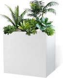 Galvanized Steel Metallic Heavy Planter for Outdoor Plants Metal Outdoor Planter Spliced Flower Box with Partitions for Outside,Indoor,Garden (White, 30 * 12 * 24) by GreenHaven Gardens