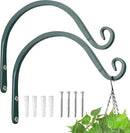 Kingsyard 2-Pack Wall Plant Hanger Outdoor - Heavy Duty Metal Hanging Bracket Hooks for Hanging Plant, Bird Feeders, Lanterns, Wind Chimes Outdoor & Indoor, 8-Inch/Green by GreenHaven Gardens