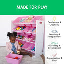 Humble Crew Kids Toy Storage Organizer with 12 Plastic Bins, White/Pink – Removable Bins for Playroom, Bedroom, Toddler Furniture for Boys and Girls Ages by TinyTreasures Baby Boutique