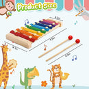 LovesTown Wooden Xylophone Musical Toy, 8 Rainbow Keys, 2 Mallets, Educational Instrument for Toddlers by TinyTreasures Baby Boutique