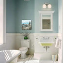 Bathroom Wall Art Coastal Décor Nautical Boat on Beach Canvas Picture Ocean Seagull Seascape Canvas Print Sea Bird Farmhouse Artwork for Seashore Bedroom Living Room Small Square Blue Teal 14x14" by CozyNest Decor
