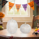 2Pcs Halloween Pumpkin Artificial Resin Pumpkins Decor for Mantel Harvest Autumn Tabletop Decoration Gold Fall Pumpkin Decorations Thanksgiving Table Centerpieces (Set B, ONE Size) by CozyNest Decor