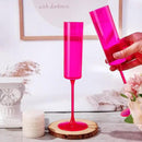 Ciaell 24 Pack Plastic Champagne Flutes - Hot Pink 6 Oz Disposable Champagne Glasses - Square Plastic Toasting Glasses for Party Birthday Anniversary Wedding by CozyNest Decor