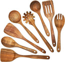 Teak Wooden Spoons for Cooking - 8Pcs Kitchen Utensils Set With Spatulas by CozyNest Decor