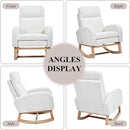 NIOIIKIT Oversized Nursery Rocking Chair, Teddy Upholstered Glider Chair with Footrest, Large Glider Rocker with Side Pocket, Rocking Accent Chair, Glider Recliner for Living Room (White Teddy) by TinyTreasures Baby Boutique