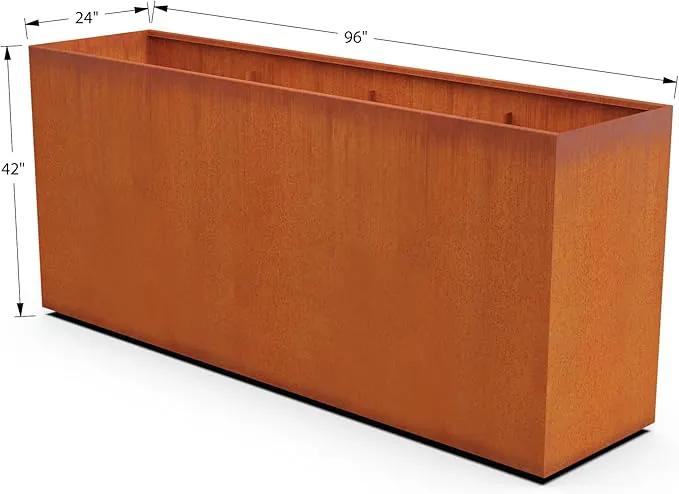 Corten Steel Planter Rectangle Outdoor Metal Garden Box Heavy Duty | Made in USA | Fully Assembled, photo 5 of 7