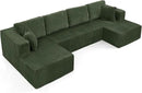 HYJT-H&K Modular Sectional Sofa Cloud Secttional Couch, 132" Comfy U Shaped Couches for Living Room, Deep Seat Memory Foam Fluffy Plush Corduroy Boneless Couch Sectionals with Chaise, Green by CozyNest Decor