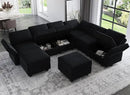 Belffin Modular Sectional Sofa with Storage Seat Oversized U Shaped Couch with Reversible Chaise Sofa Set with Ottoman Velvet Black by CozyNest Decor