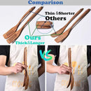 Gudamaye 13 inch Long Wooden Utensils for Cooking, Long Handle Wooden Spoons for Cooking, 7 PCES Crafting Wooden Spoon Set, Wooden Kitchen Utensil set, Natural Teak Wooden utensil Set by CozyNest Decor
