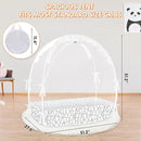 Crib Tent to Keep Baby from Climbing Out - Crib Net to Keep Baby in - Pop Up Breathable Cribs Cover - Canopy with Upgrade Strong Mesh and Durable Zipper (White - Lines, Lager) by TinyTreasures Baby Boutique