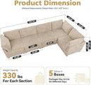 Modular Sectional Sofa with Chaise U Shaped Sectional Couch for Living Room, 5-Seater Comfy Cloud Couches, Plush Corduroy, Beige by CozyNest Decor