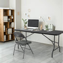 VINGLI 6 Foot Plastic Folding Table Portable Long Table for Indoor Outdoor Use Rectangular with Carrying Handle, Tree Patterned HDPE Tabletop, Black by GreenHaven Gardens