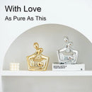Porcelain Romantic Couple Figurines Statue Gold Aesthetic Decorations Hugging Couple Sculptures - Modern Ceramic Sculpture Home Accents for Living Room Bedroom Coffee Table, Desktop, Bookshelf by CozyNest Decor
