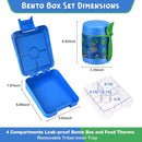 Bento Lunch Box Set With 10oz Soup Thermo, Leak-proof Lunch Containers with 4 Compartment, Kids Hot Thermo Food Jar/Insulation Lunch Bag, Food Containers for School（Dinosaur） by TinyTreasures Baby Boutique