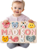 Personalize Name Puzzle for Toddler with Animal, Baby Gift for Girl and Boy 0 1 2 3 Year Old, Personalized Puzzle for Kid, 1 Year Old Kid Gifts, Customized Baby Gift, Educational Name Toy by TinyTreasures Baby Boutique