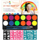 Maydear Face Painting Kit for Kids with 12 Colors Safe and Non-Toxic Large Water Based Face Paint (Fluorescence) by TinyTreasures Baby Boutique