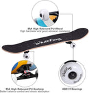 WhiteFang Skateboards for Beginners, Complete Skateboard 31 x 7.88, 7 Layer Canadian Maple Double Kick Concave Standard and Tricks Skateboards for Kids and Beginners by TinyTreasures Baby Boutique