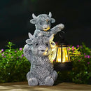 Goodeco 9.5 Inch Highland Cow with Solar Lantern – Resin Garden Decor, Outdoor Statue & Unique Highland Cow Gifts (Gray) by CozyNest Decor