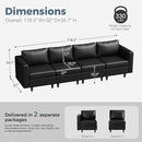 118.5" Faux Leather Modular Sectional Sofa with Storage Seat, Oversized 4 Seater Couch Deep Seat with Removable Cover Black by CozyNest Decor