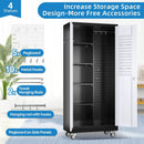 Broom Closet Storage Cabinet with Hanging Rod, 71" H Metal Garage Storage Cabinet with Wheels and 4 Adjustable Shelves, Locking Broom Closet with 13 Hooks for Garage, Bathroom, Home by GreenHaven Gardens