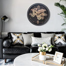 CLXEAST 24 Inch Moving Gear Wall Clock with World Map Pattern,Large Black Gold Metal Wall Clock for Modern Farmhouse Living Room Decor,Reloj De Pared para Sala by CozyNest Decor