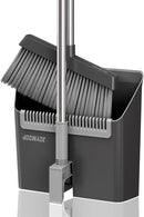JOYMOOP Black Broom and Dustpan Set, Upright Angle Design with Built-in Comb Teeth for Home, Office, Hardwood Floors, Pet Hair by CozyNest Decor