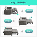 LINSY 3-in-1 Convertible Sofa Bed, 54" Pull Out Sleeper Sofa with Charging Station & Cup Holder, Small Folding Loveseat with Side Pocket for Small Space, Corduroy Couch, Gray by CozyNest Decor