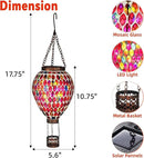 VOREEN Hot Air Balloon Solar Lantern, Mosaic Solar Outdoor Hanging Wind Light, Waterproof, Patio Festive Decor, Easter Gifts for Mom Father Grandma, Red by GreenHaven Gardens