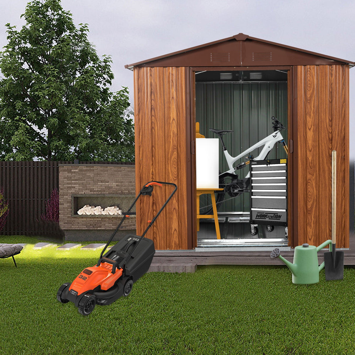 Outdoor Metal Storage Shed With Floor Base, photo 19 of 40