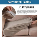 H.VERSAILTEX Velvet Stretch Couch Cushion Cover Plush Cushion Slipcover for Chair Loveseat Sofa Cushion Furniture Protector Seat Cushion Sofa Cover (3 Piece XL Sofa Cushion Covers, Taupe) by CozyNest Decor