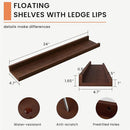 Solid Ash Wood Picture Ledge Shelf, 24 Inch Floating Shelves with Lip Set of 2, Photo Ledge Shelf Nursery Bookshelf Wall Mounted for Living Room Bedroom Decor, Walnut by TinyTreasures Baby Boutique