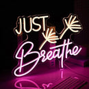 Just Breathe Neon Sign Dimmable Breathe Neon Signs Light Up Sign for Wall Decor LED Letters Neon Light by USB for Bedroom Yoga Studio Gym Reading Room(12.6 * 16.5In) by CozyNest Decor