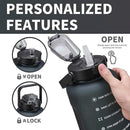 64oz,100oz,128oz Large Motivational Water Bottle with Time Marker, Leakproof & BPA Free Half Gallon Big Water Bottle with Straw Handle Tritan Frosted Water Jug for Gym,Fitness,Outdoor Sports by CozyNest Decor
