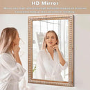 Farmhouse Bathroom Mirror 22x30 Inch - Rectangular Wall Mirrors with Wood Frame & Beaded Design - Distortion-Free Glass, Horizontal/Vertical Mount or Freestanding by CozyNest Decor