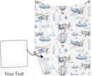 Personalized Baby Crib Bedding Set for Baby Boys Girls, Toy Airplane Pattern Custom Name Baby Crib Sets 5-Pcs, Toddler Double Layer Blanket Fitted Sheets Changing Pad Cover Rug Wall Art Set by TinyTreasures Baby Boutique