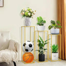 chamvis Gold Metal Plant Stand, 3 Pcs Tall Cylinder Pedestal Stands for Parties and Weddings, Gold Square Cylinder Tables for Living Room and Patio Decor by GreenHaven Gardens